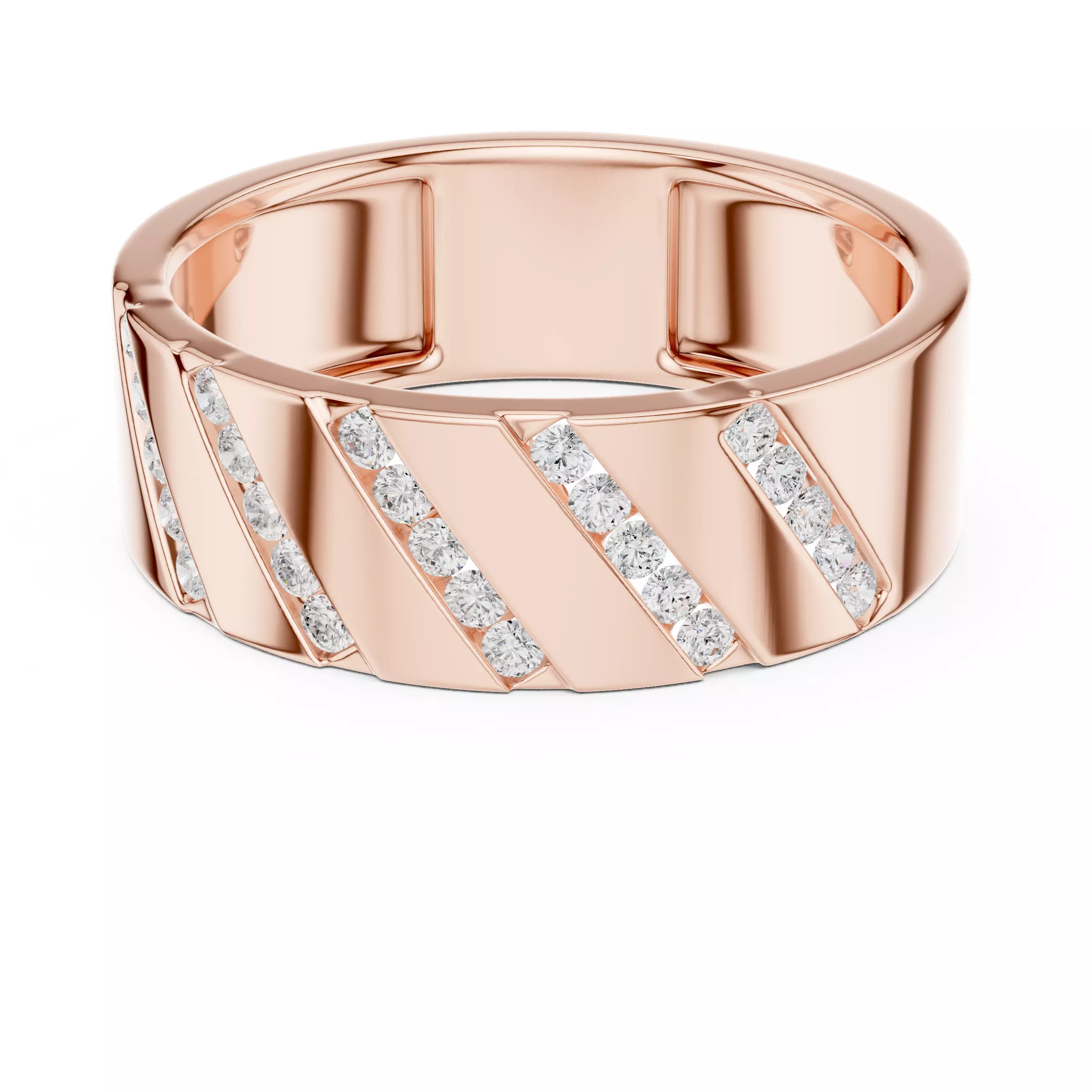 Round Cut Diamond Thick Wedding Band For Men 3DM STL Video 3D print model