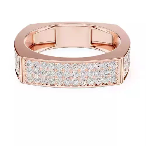 Round Diamond Square Shape Wedding Band For Men 3DM STL Video