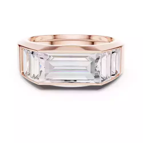 Emerald Cut East West Signet Mens Engagement Ring 3DM STL Video 3D print model