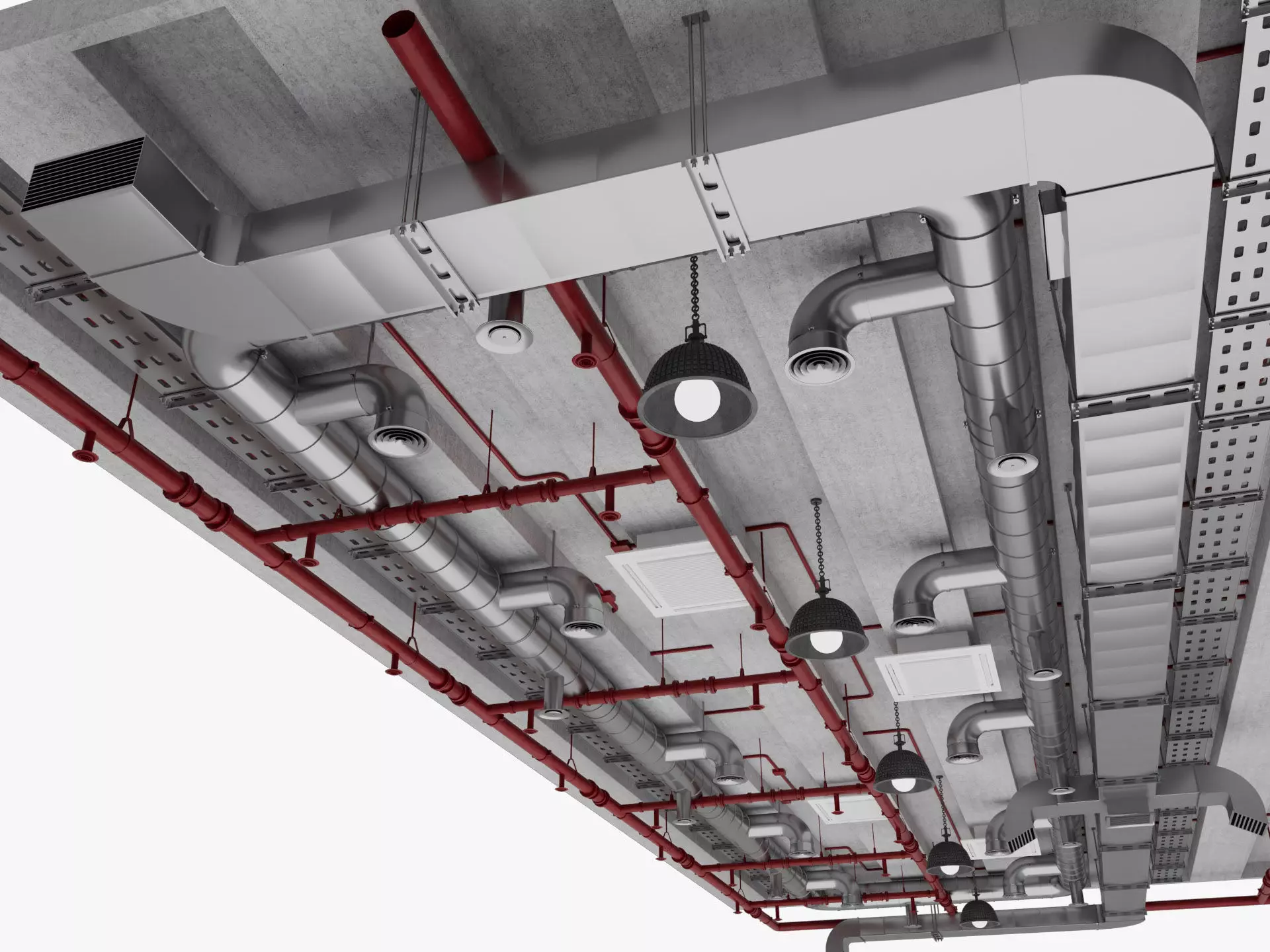 Ceiling Ventilation Pipes 16 3D model_4