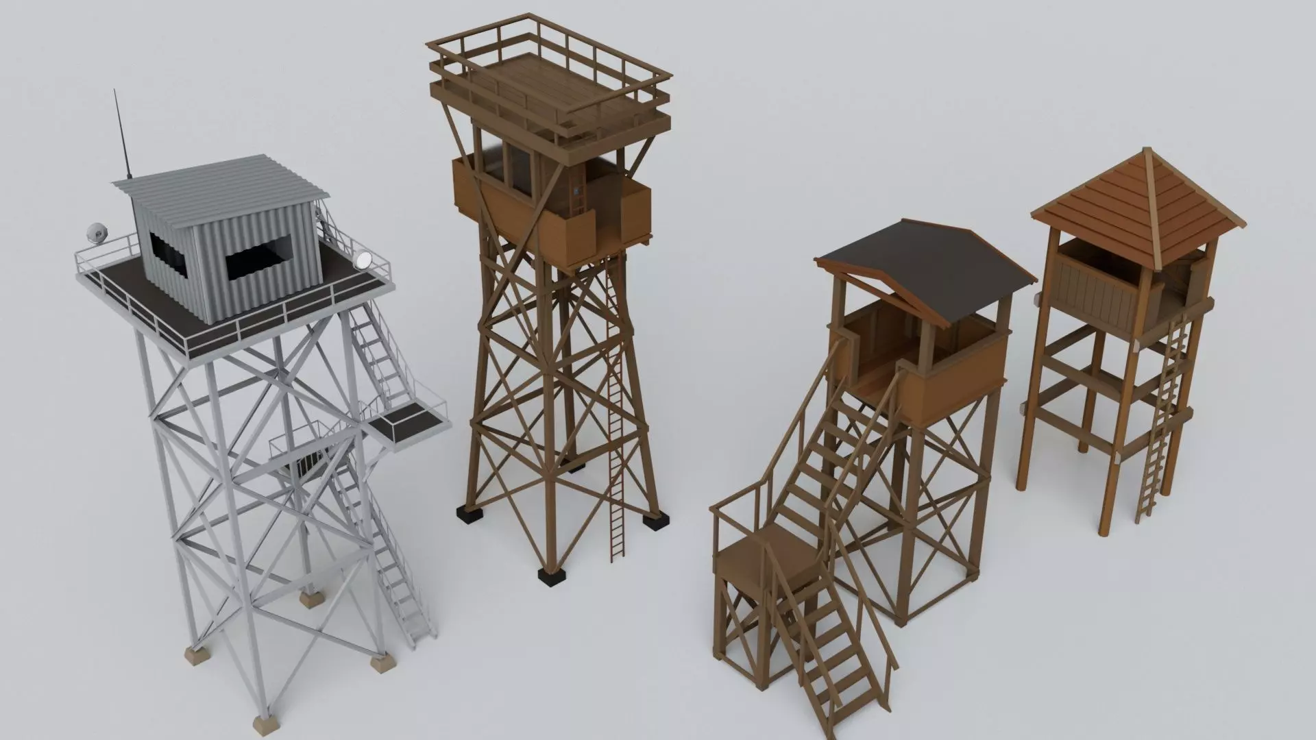 Guard Tower Collection - Game Ready Low-poly 3D model