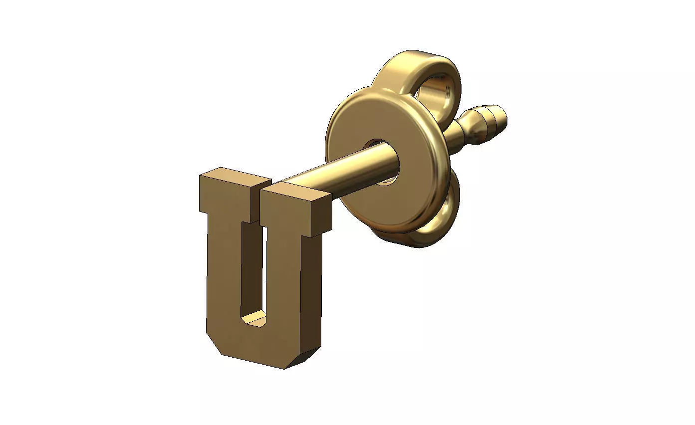 U letter varsity font stud earring 3D print model