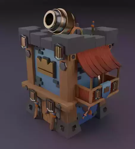 Clash of Clans Inspired Defense Tower High-Quality 3D Model