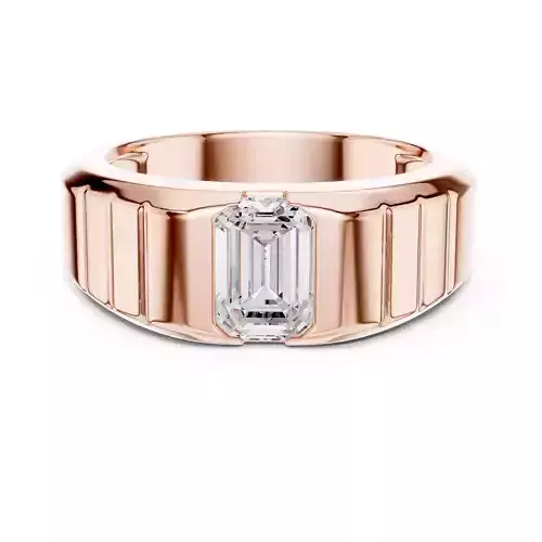 Solitaire Emerald Diamond Signet Engagement Ring 3DM STL Video 3D print model