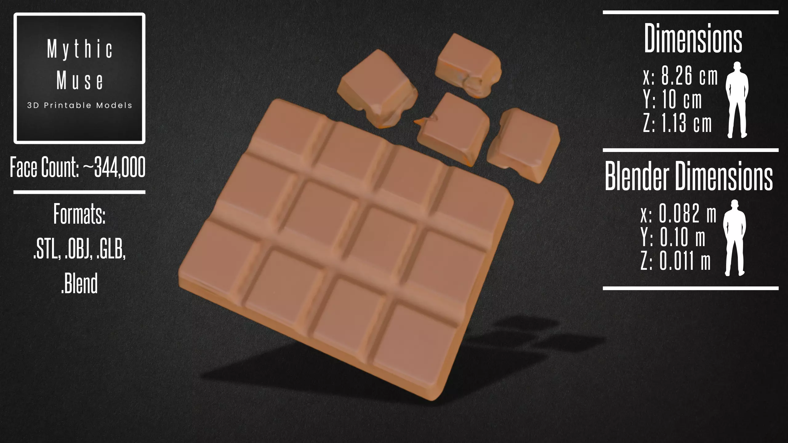 Chocolate Bar Broken Pieces Model 3D model_3