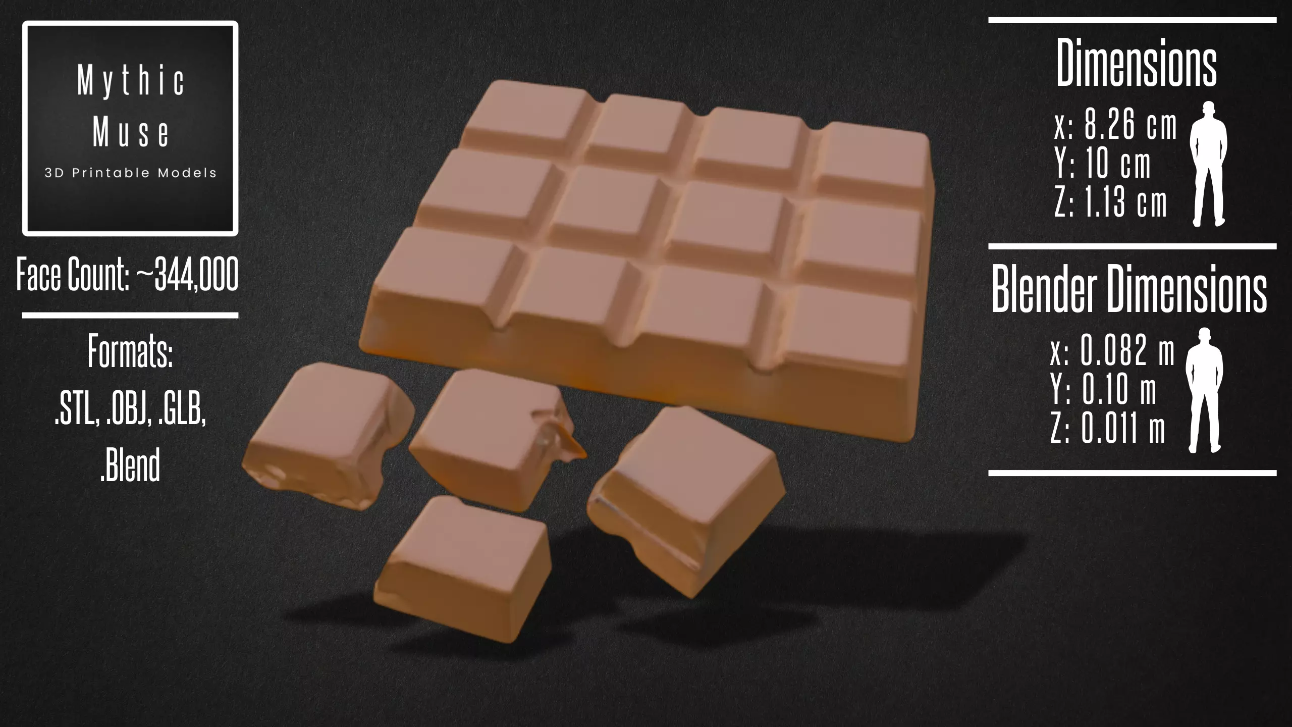 Chocolate Bar Broken Pieces Model 3D model_4