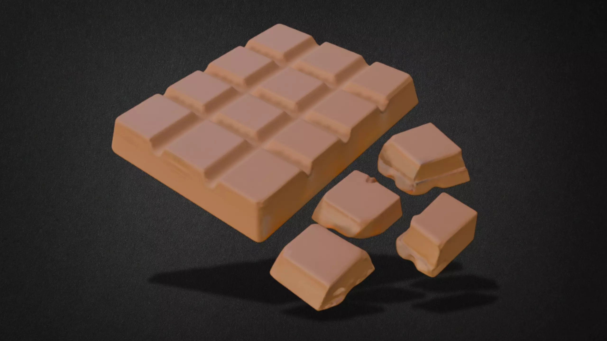 Chocolate Bar Broken Pieces Model 3D model_0