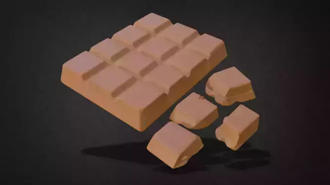 Chocolate Bar Broken Pieces Model 3D model