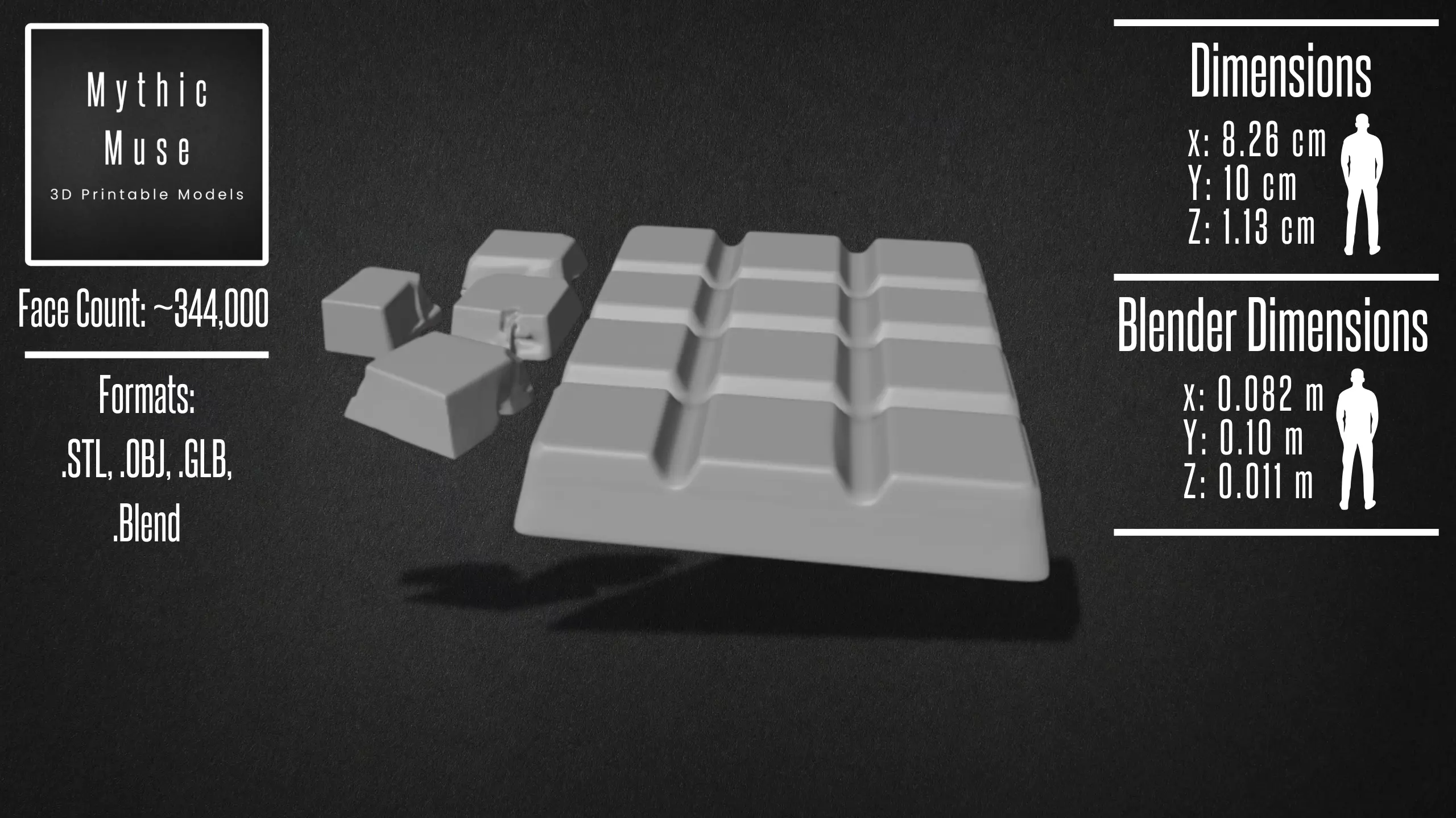 Chocolate Bar Broken Pieces Model 3D model_9