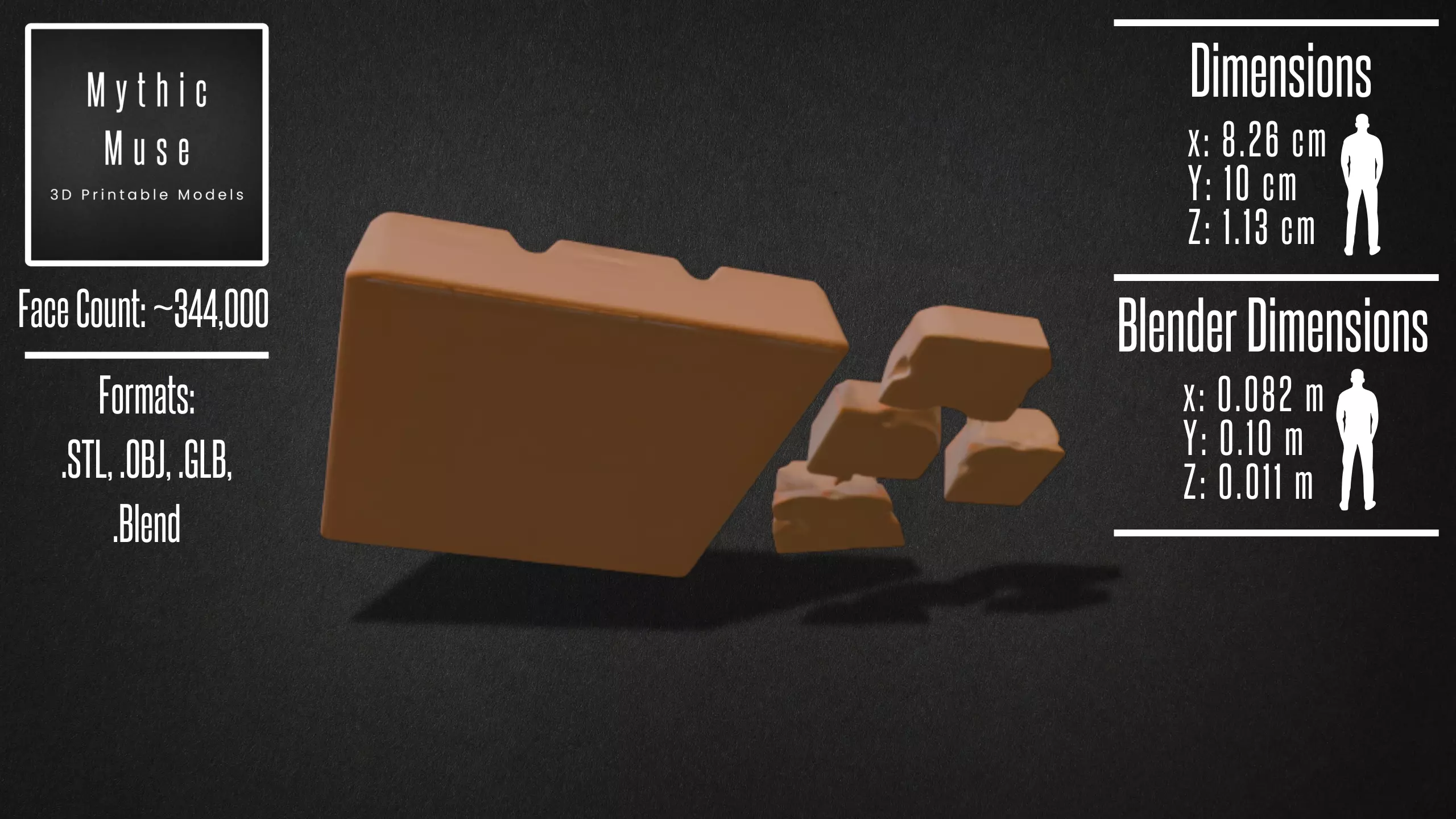 Chocolate Bar Broken Pieces Model 3D model_7