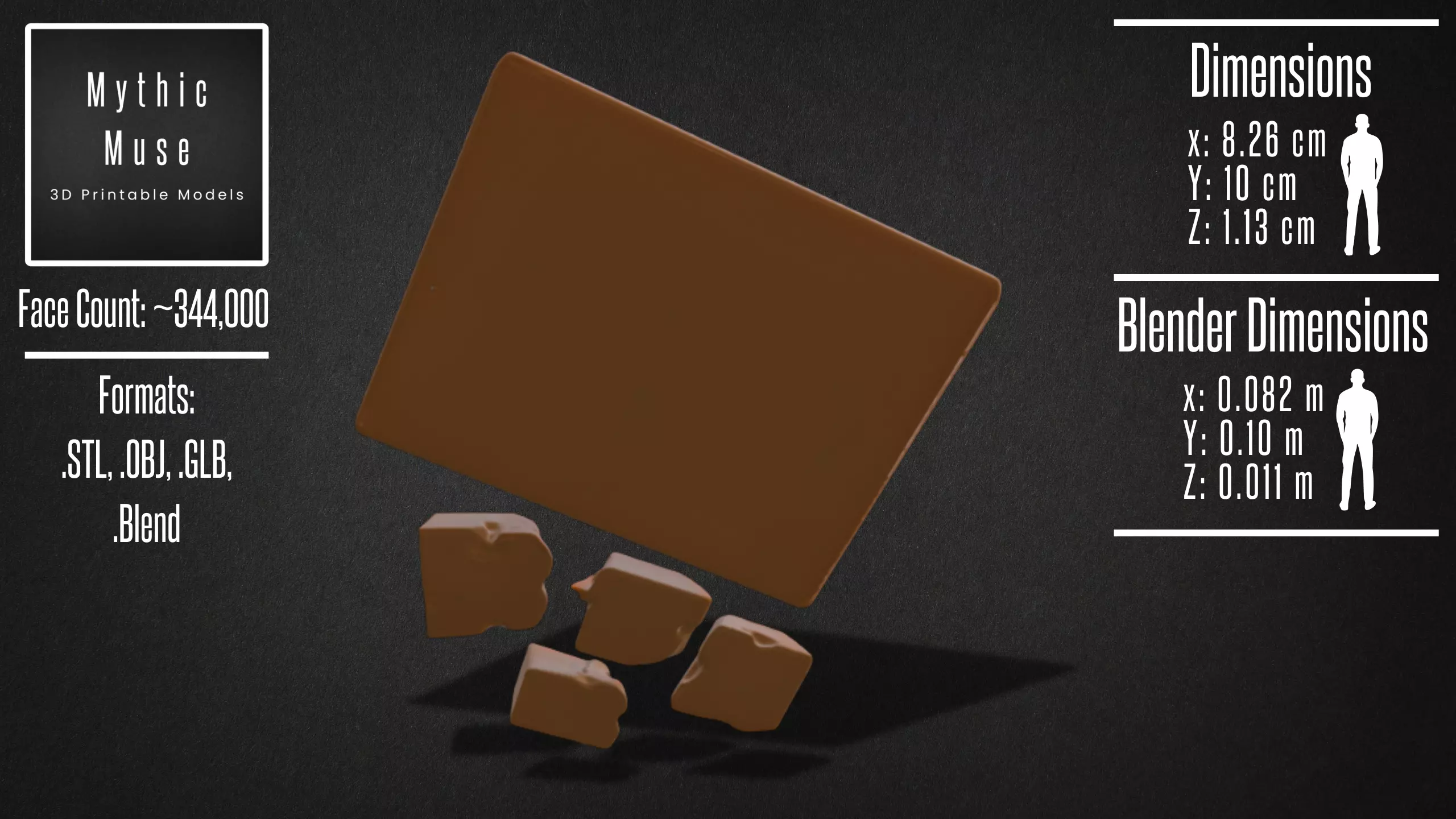 Chocolate Bar Broken Pieces Model 3D model_6