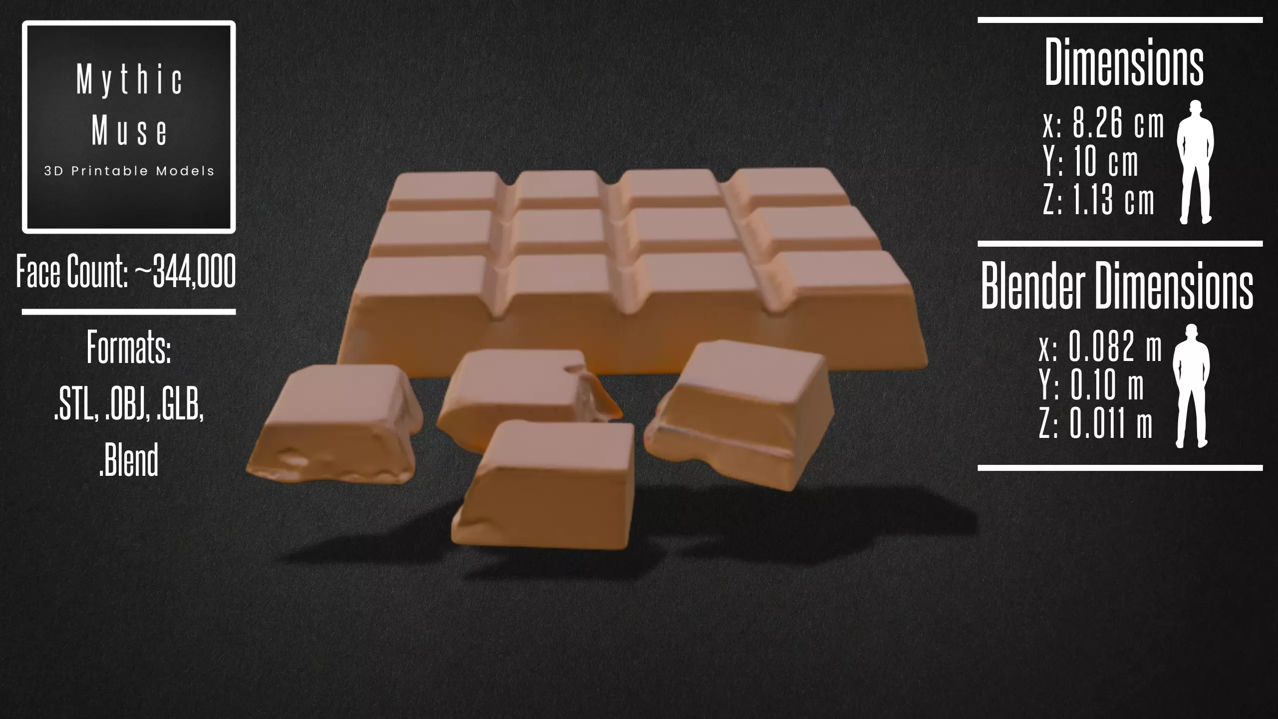 Chocolate Bar Broken Pieces Model 3D model_1