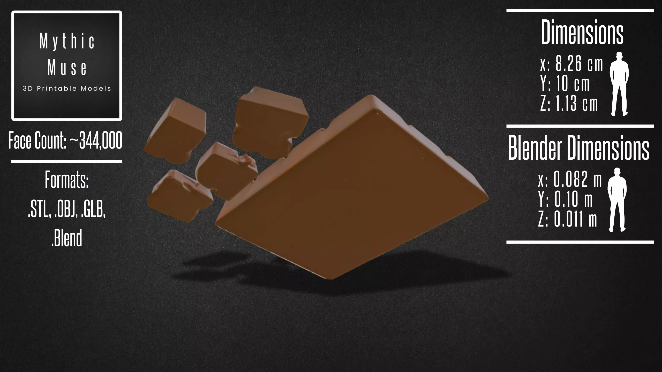 Chocolate Bar Broken Pieces Model 3D model_5