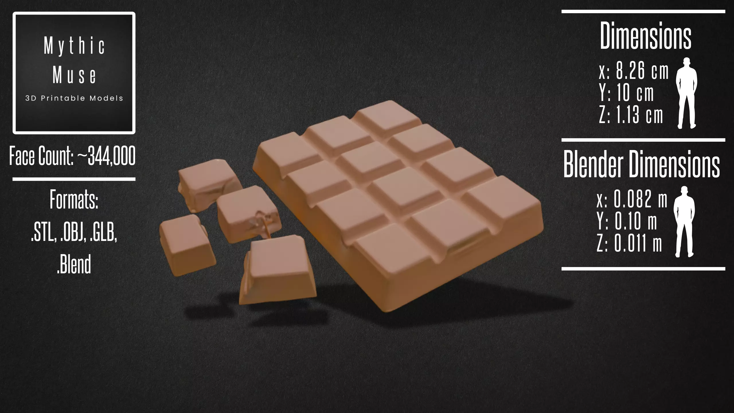 Chocolate Bar Broken Pieces Model 3D model_2