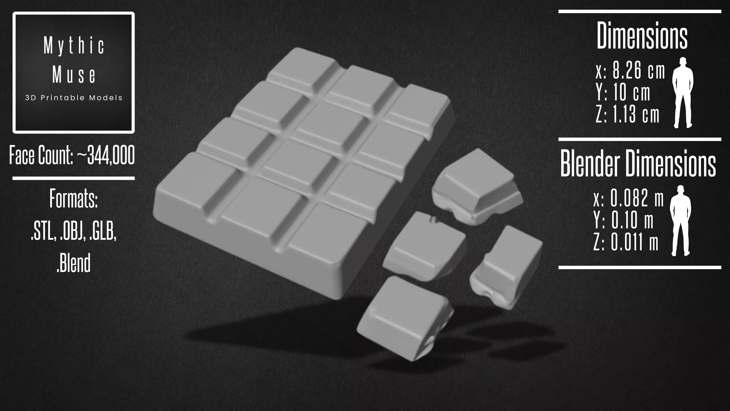 Chocolate Bar Broken Pieces Model 3D model_8