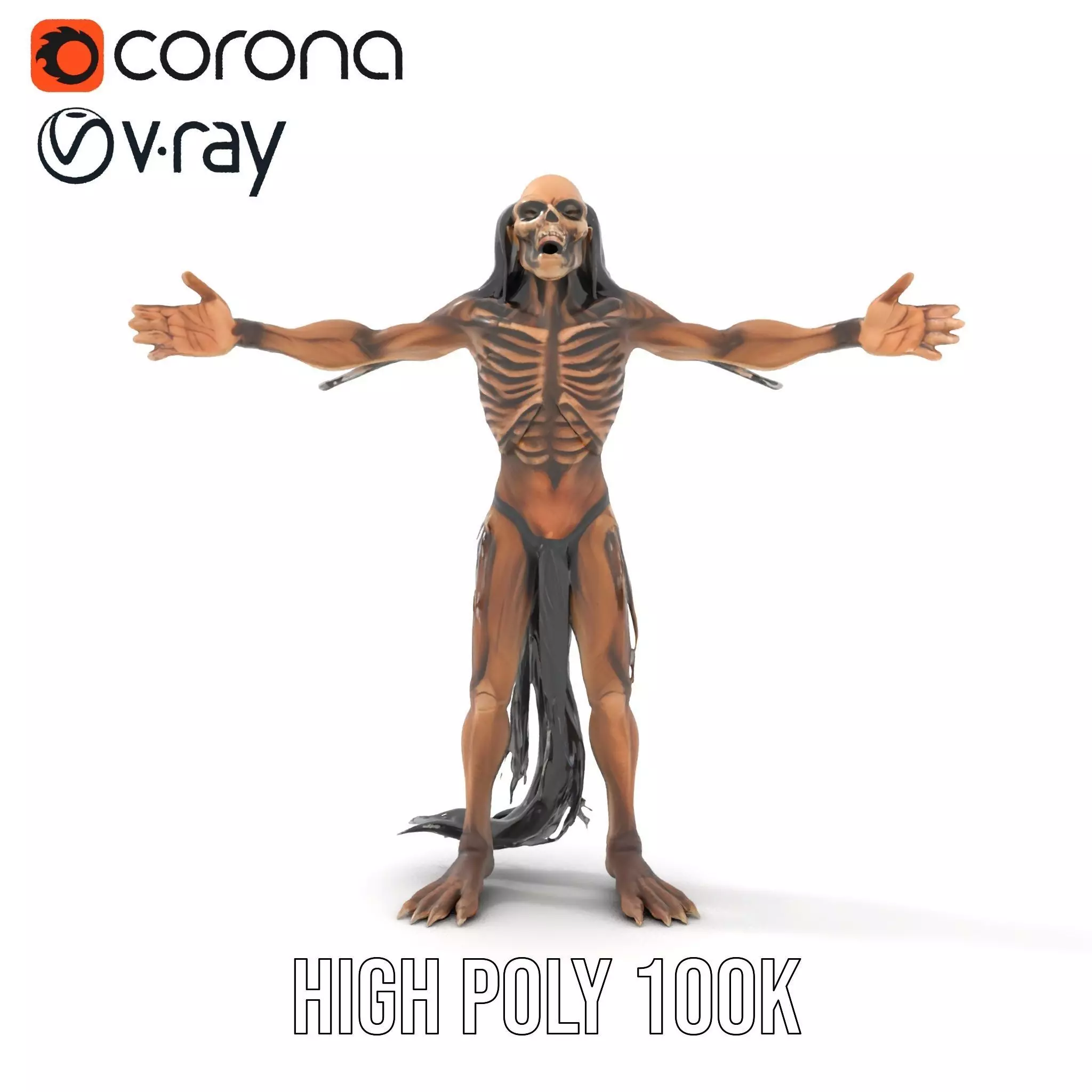 Skeletal Creature Model Pack with PBR Textures Low-poly 3D model_20