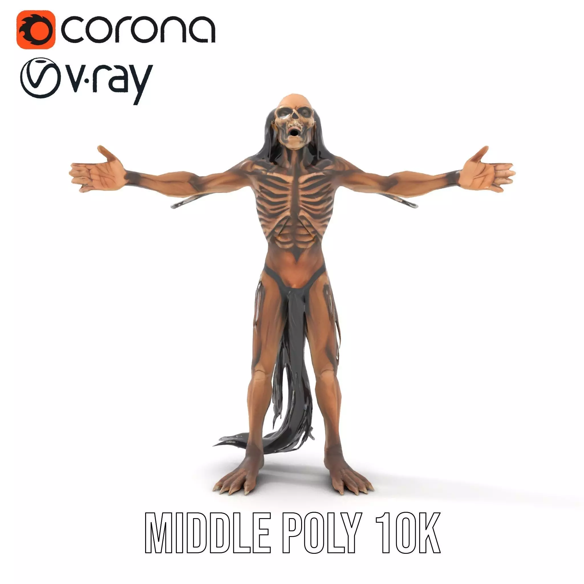 Skeletal Creature Model Pack with PBR Textures Low-poly 3D model_10