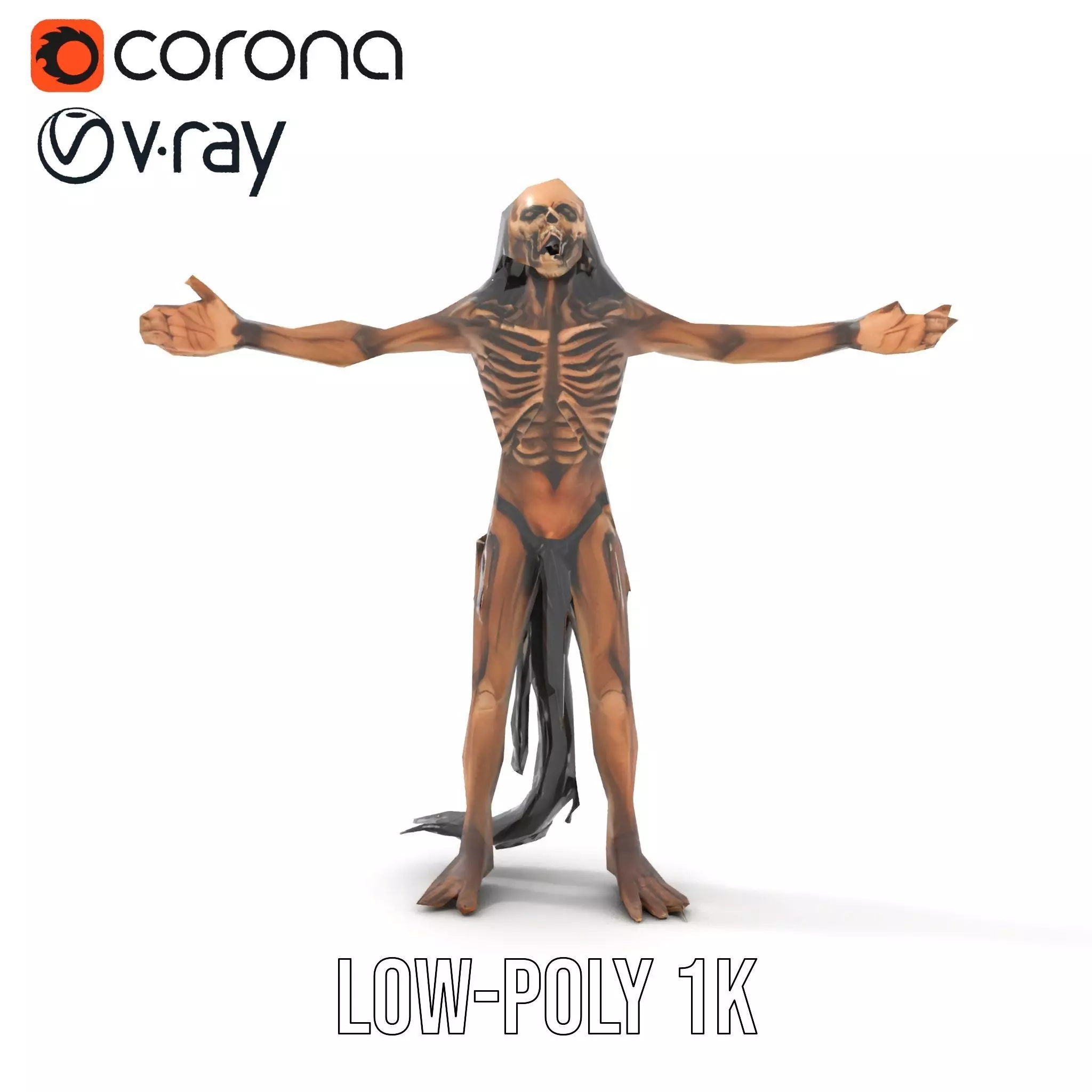 Skeletal Creature Model Pack with PBR Textures Low-poly 3D model_25