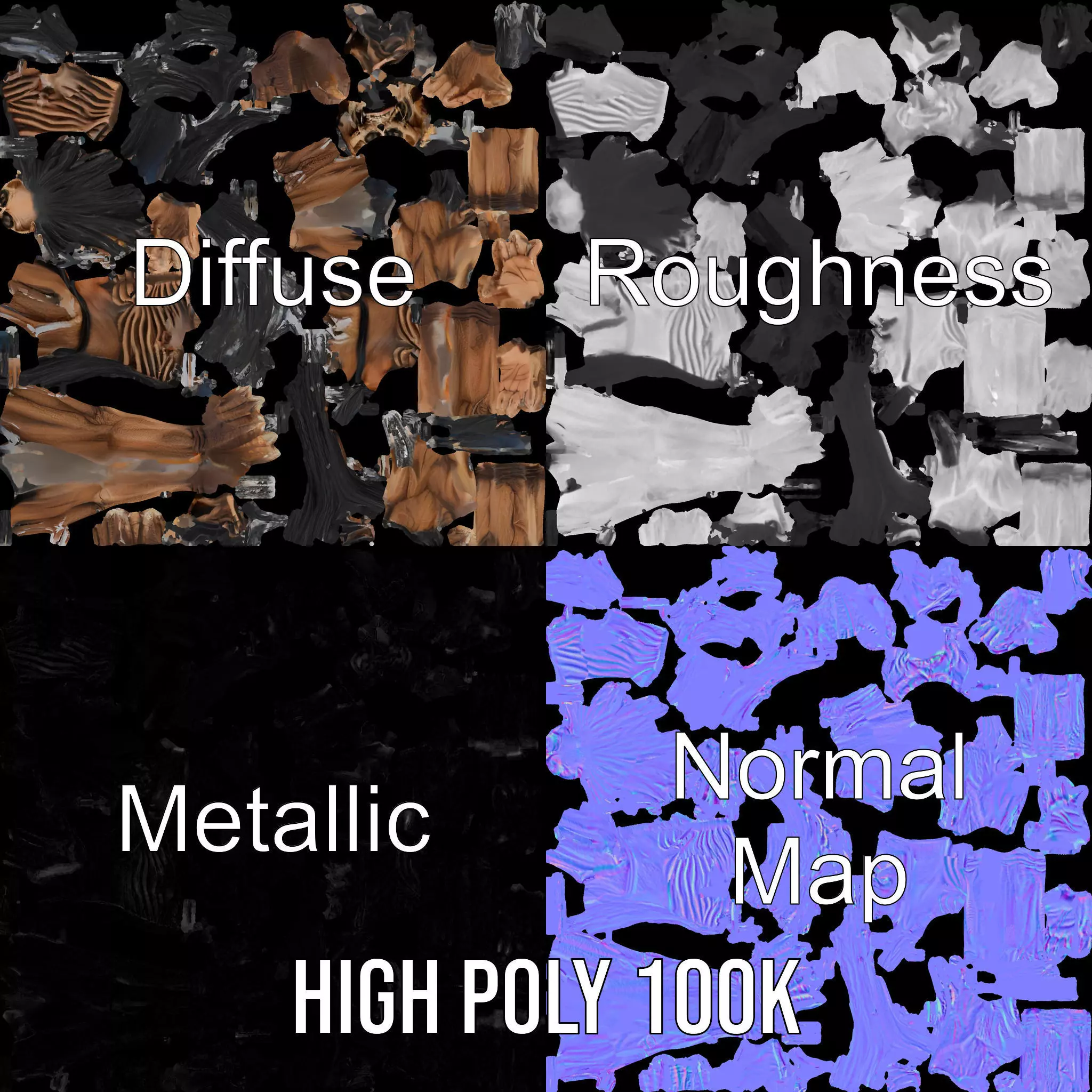 Skeletal Creature Model Pack with PBR Textures Low-poly 3D model_3