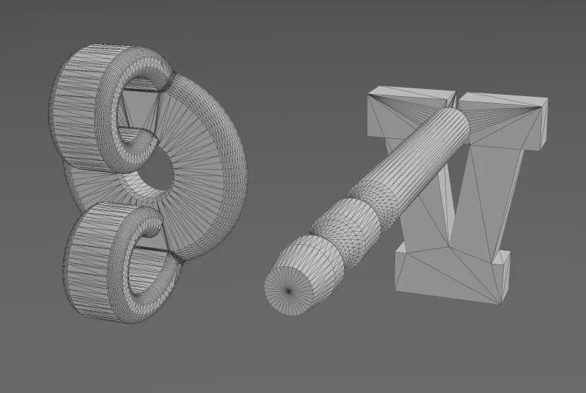 V letter varsity font stud earring 3D print model_14