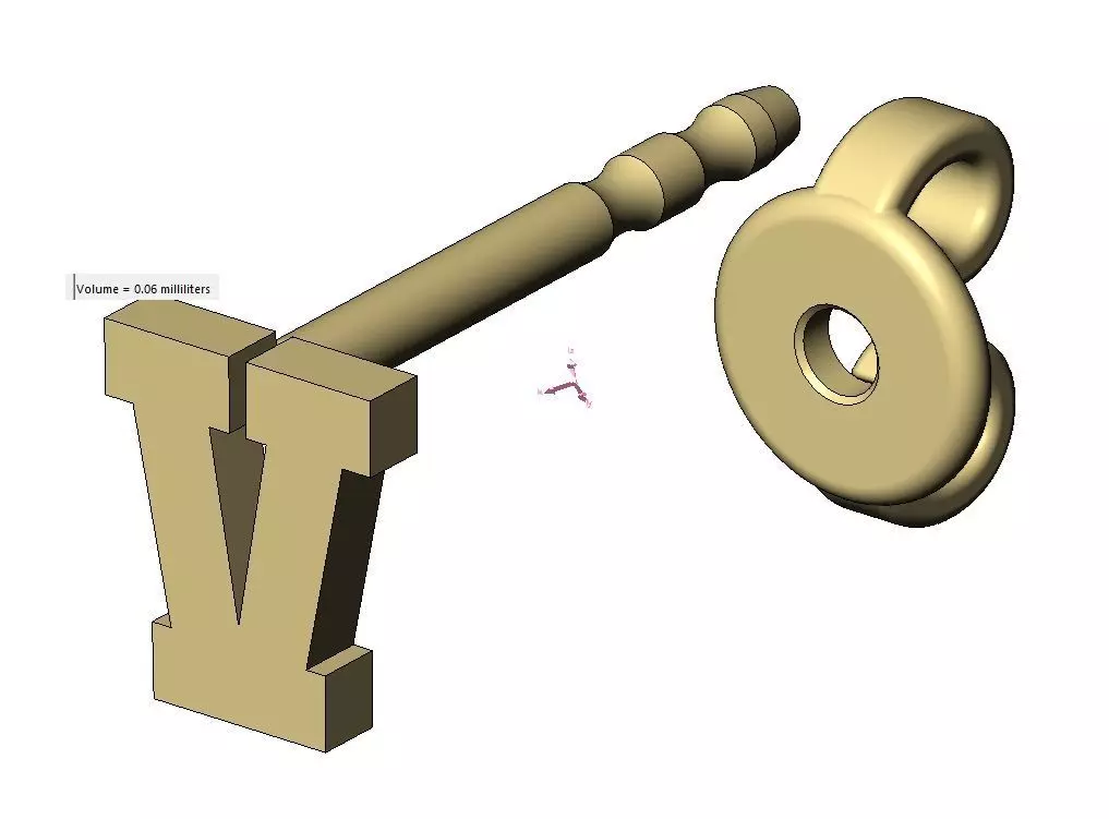 V letter varsity font stud earring 3D print model_12