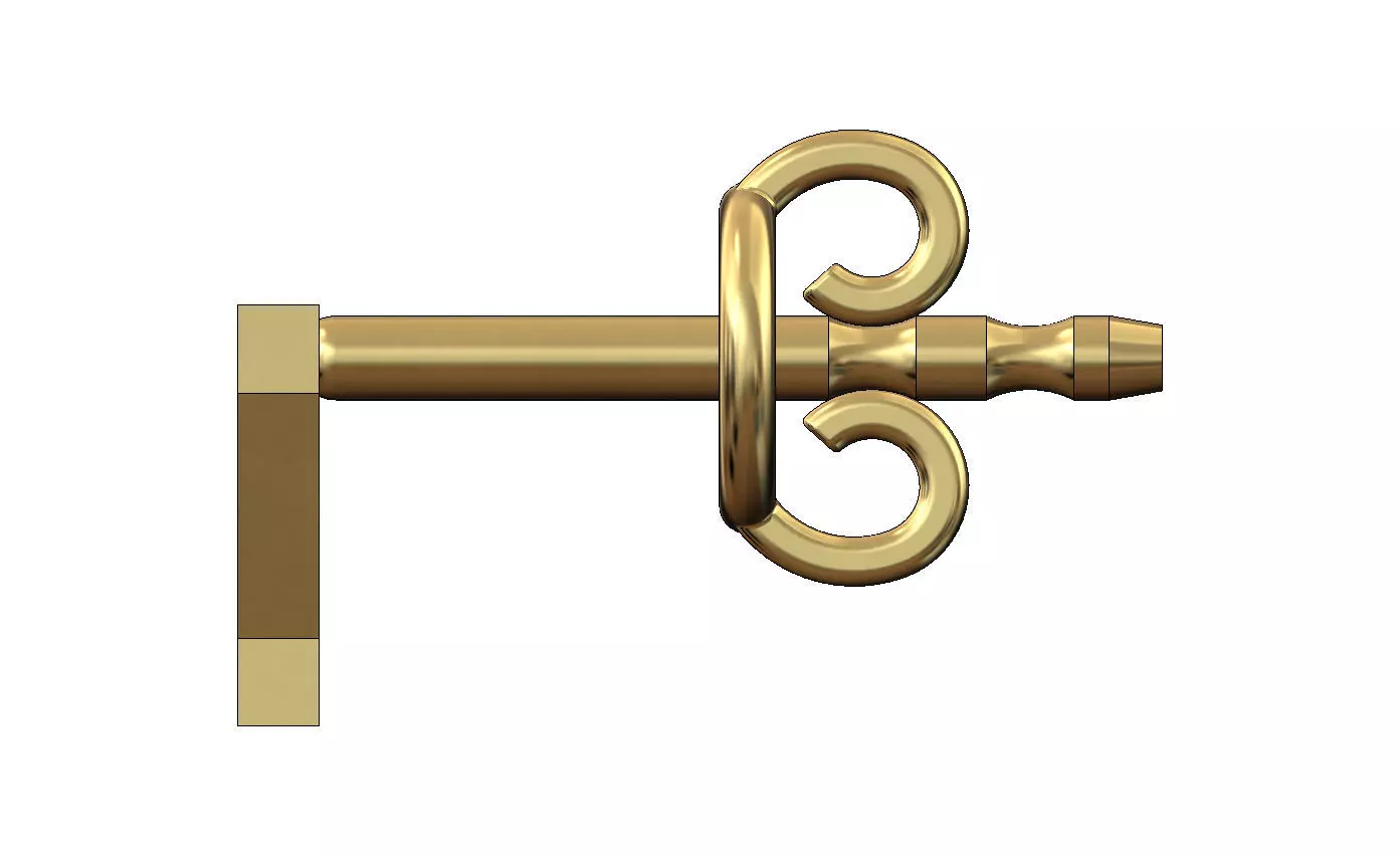 V letter varsity font stud earring 3D print model_2