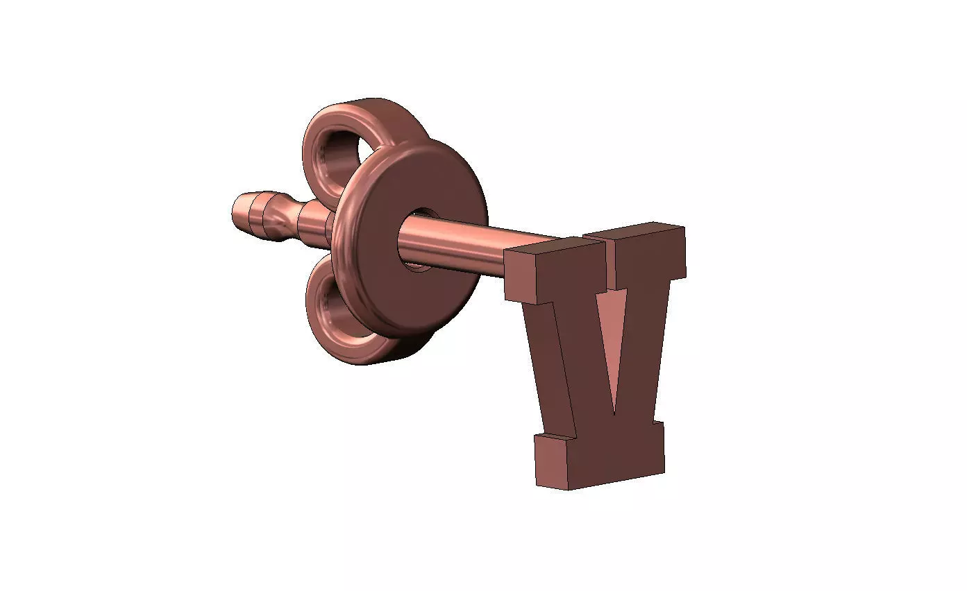 V letter varsity font stud earring 3D print model_10