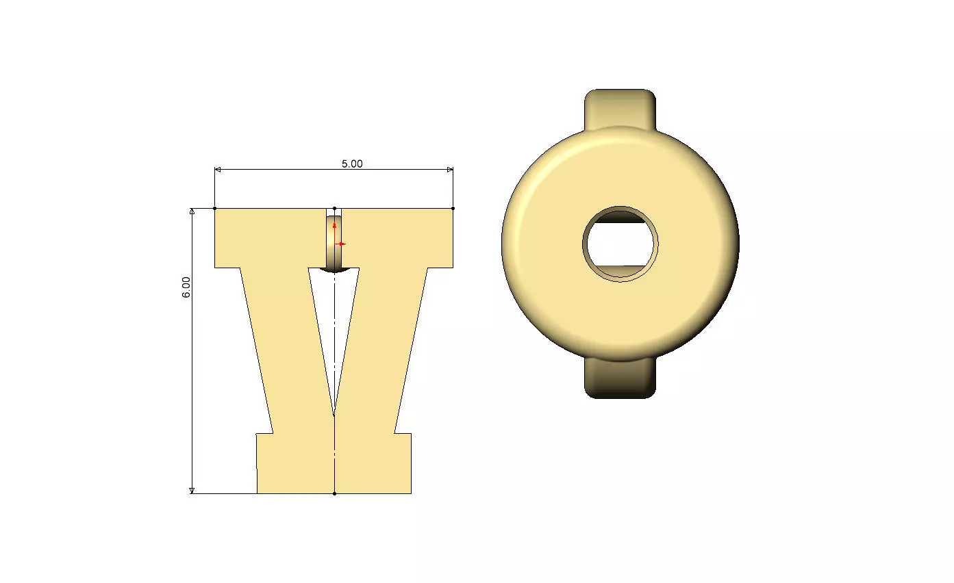 V letter varsity font stud earring 3D print model_5