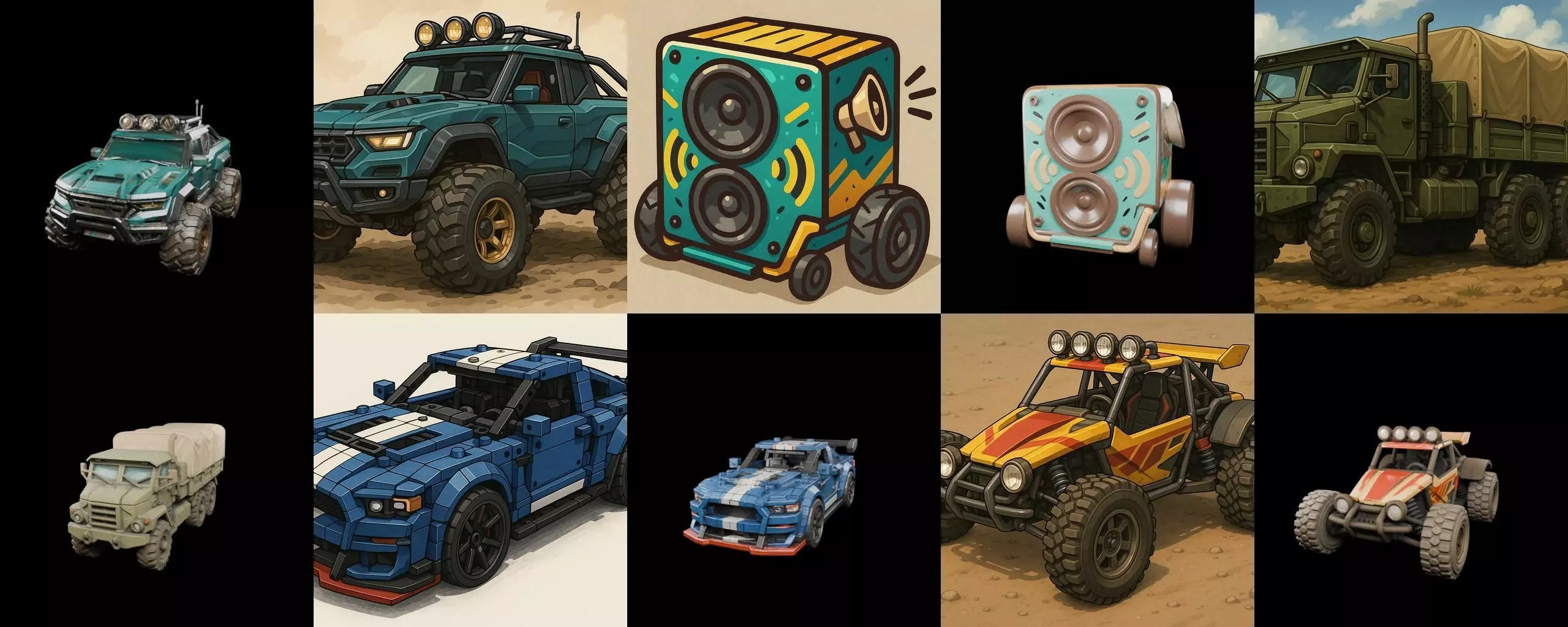 All terrain Cars bundle 9 pack 100 glb 3D model_16