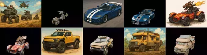 All terrain Cars bundle 9 pack 100 glb