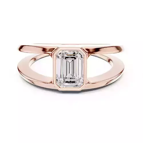 Solitaire Emerald Cut Split Shank Signet Ring 3DM STL Video 3D print model