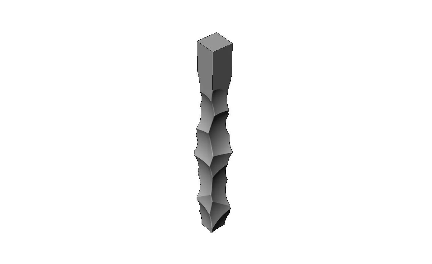 Square faceted hammered texture furniture table leg N01 3D print model_3