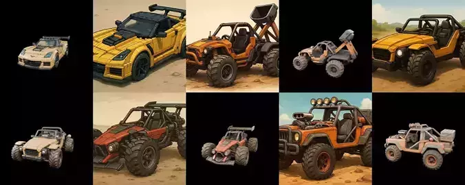 All terrain Cars bundle 6 pack 100 glb