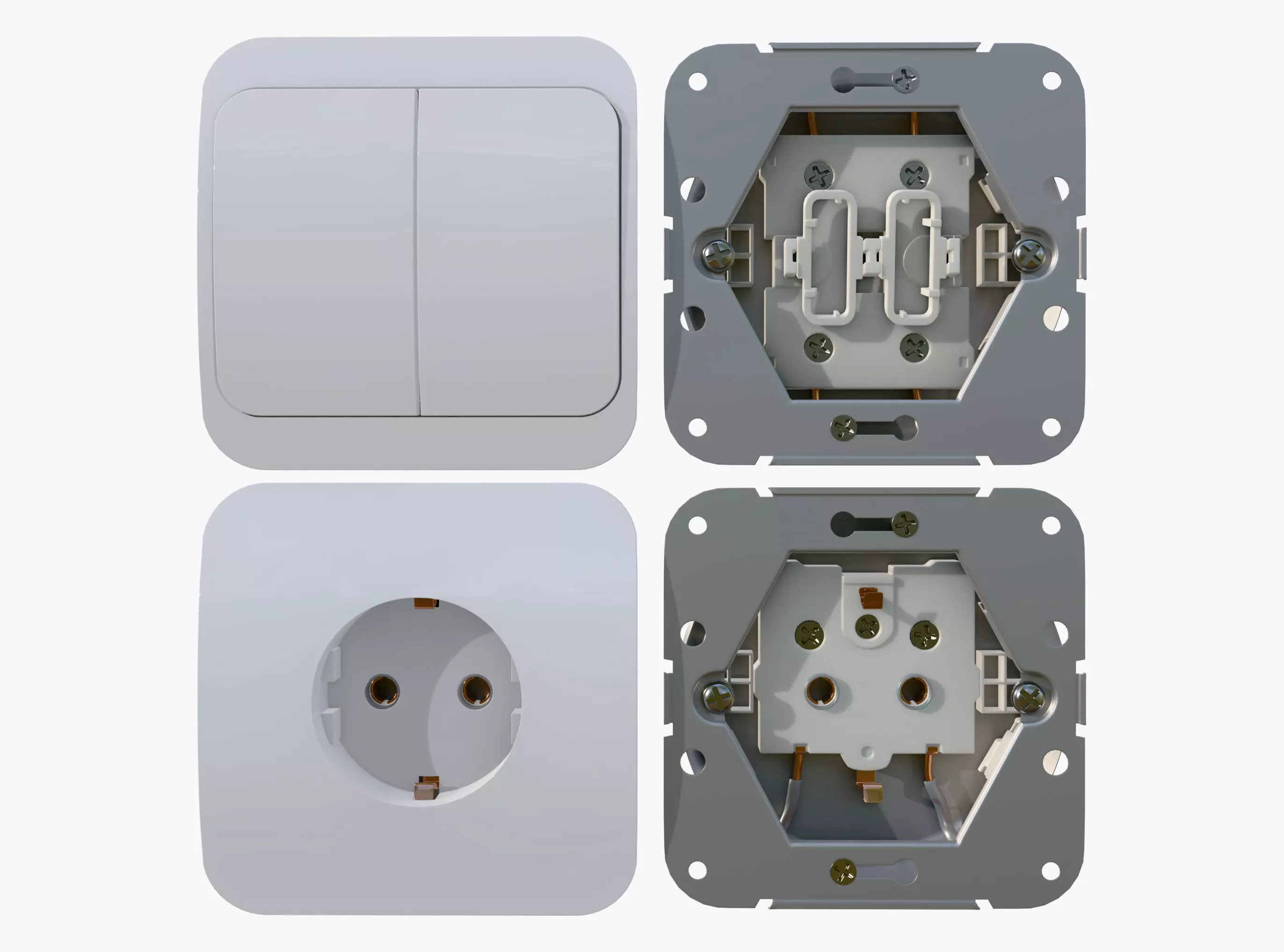 Electrical Socket and Light Switch with Disassembled M1 3D model_0