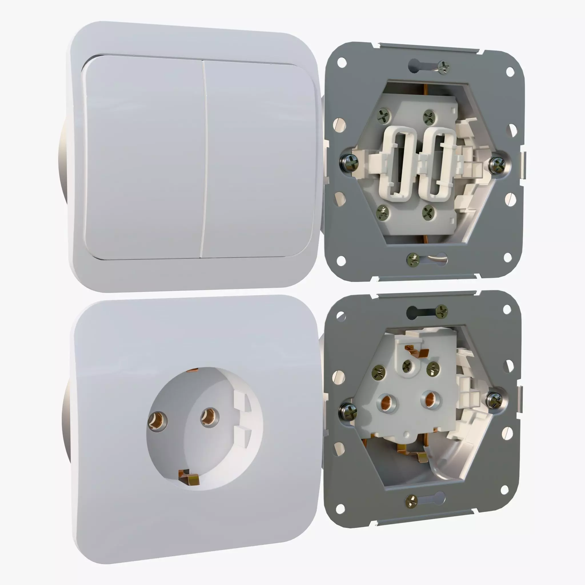 Electrical Socket and Light Switch with Disassembled M1 3D model_1