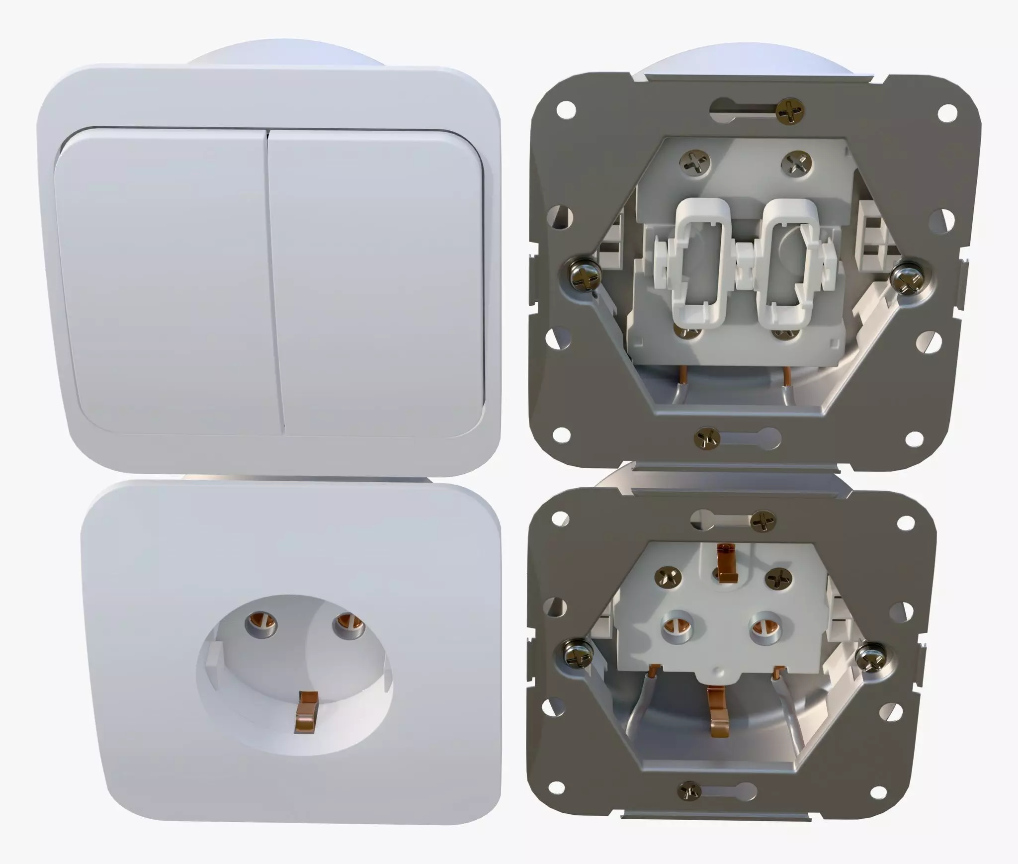 Electrical Socket and Light Switch with Disassembled M1 3D model_3