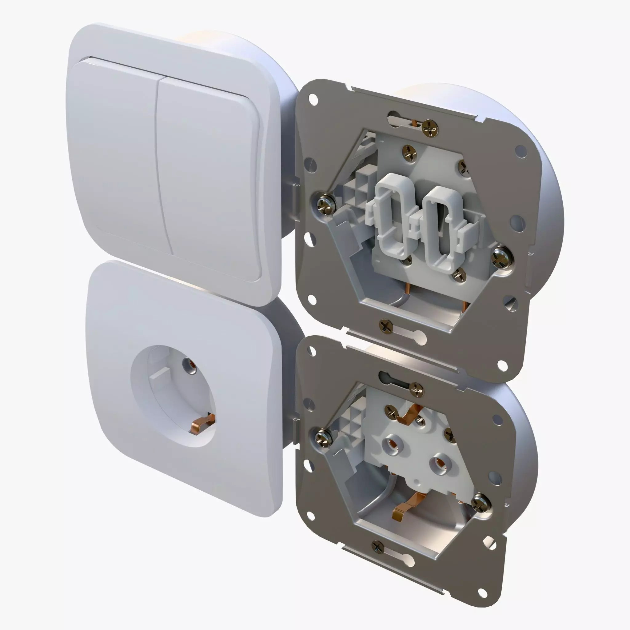 Electrical Socket and Light Switch with Disassembled M1 3D model_5