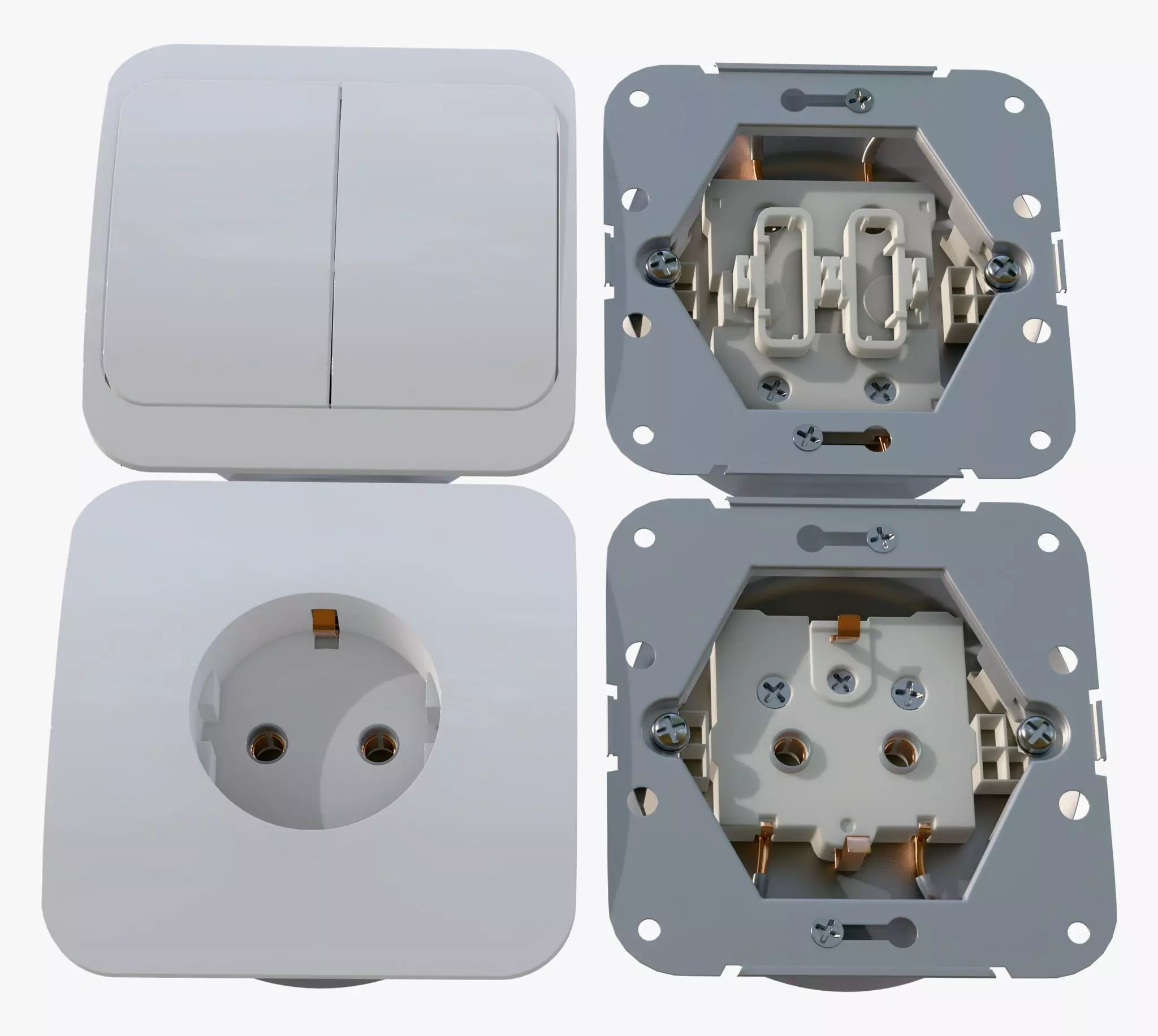 Electrical Socket and Light Switch with Disassembled M1 3D model_4