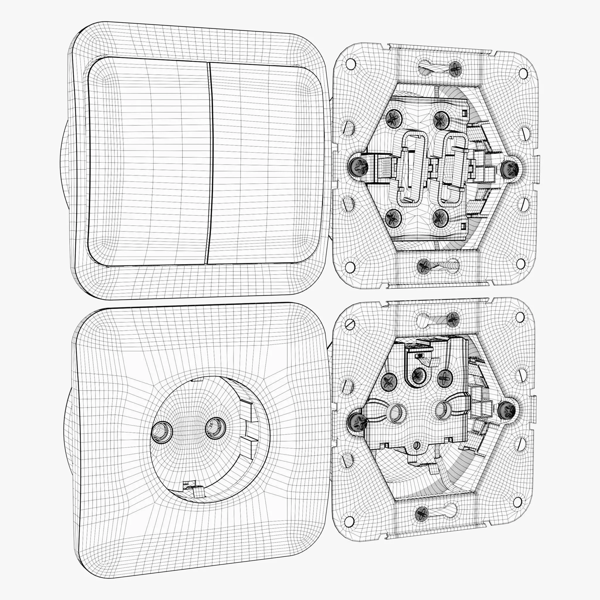 Electrical Socket and Light Switch with Disassembled M1 3D model_7