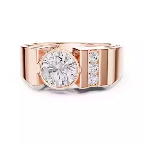 Round Cut Bezel Set Engagement Signet Ring 3dm STL Video 3D print model