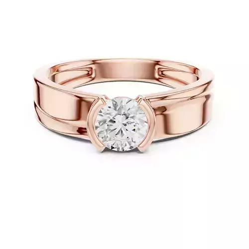 Half Bezel Set Solitaire Round Diamond Signet Ring 3DM STL Video 3D print model