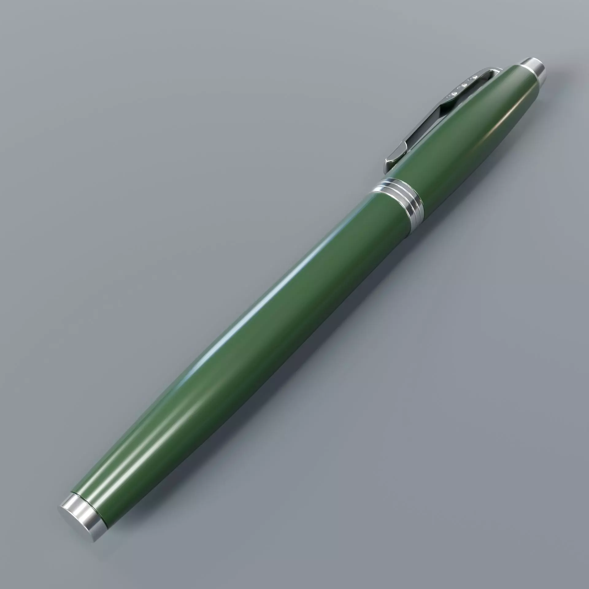 Green metallic Pen 3D model_0