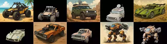 All terrain Cars bundle 20 pack 100 glb