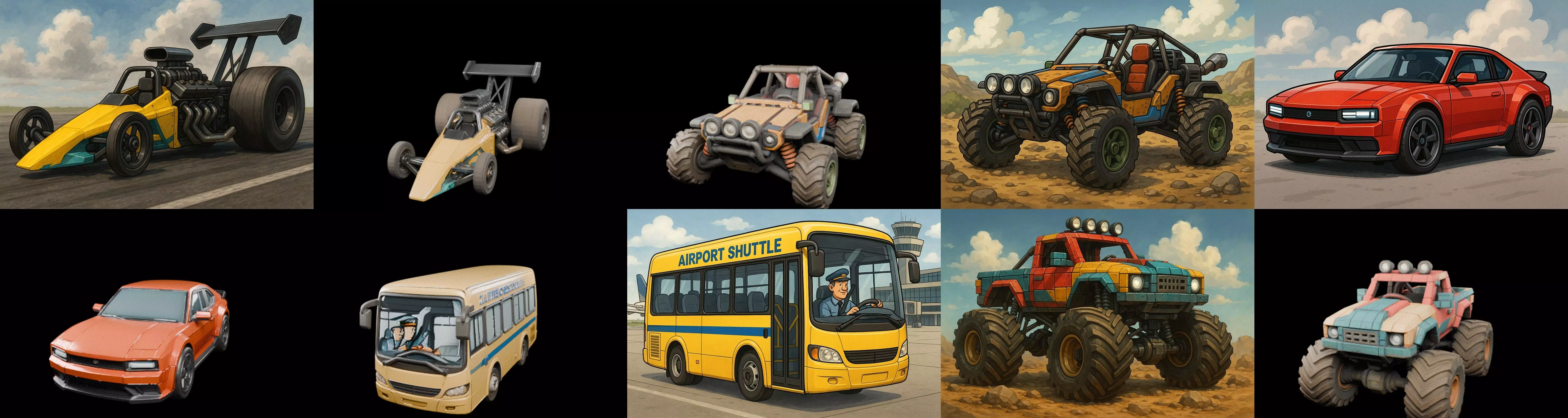 All terrain Cars bundle 19 pack 100 glb 3D model_12