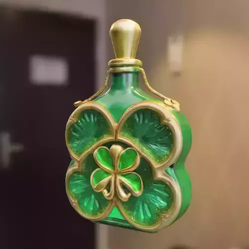 Golden Shamrock Elixir Bottle Low-poly 3D model