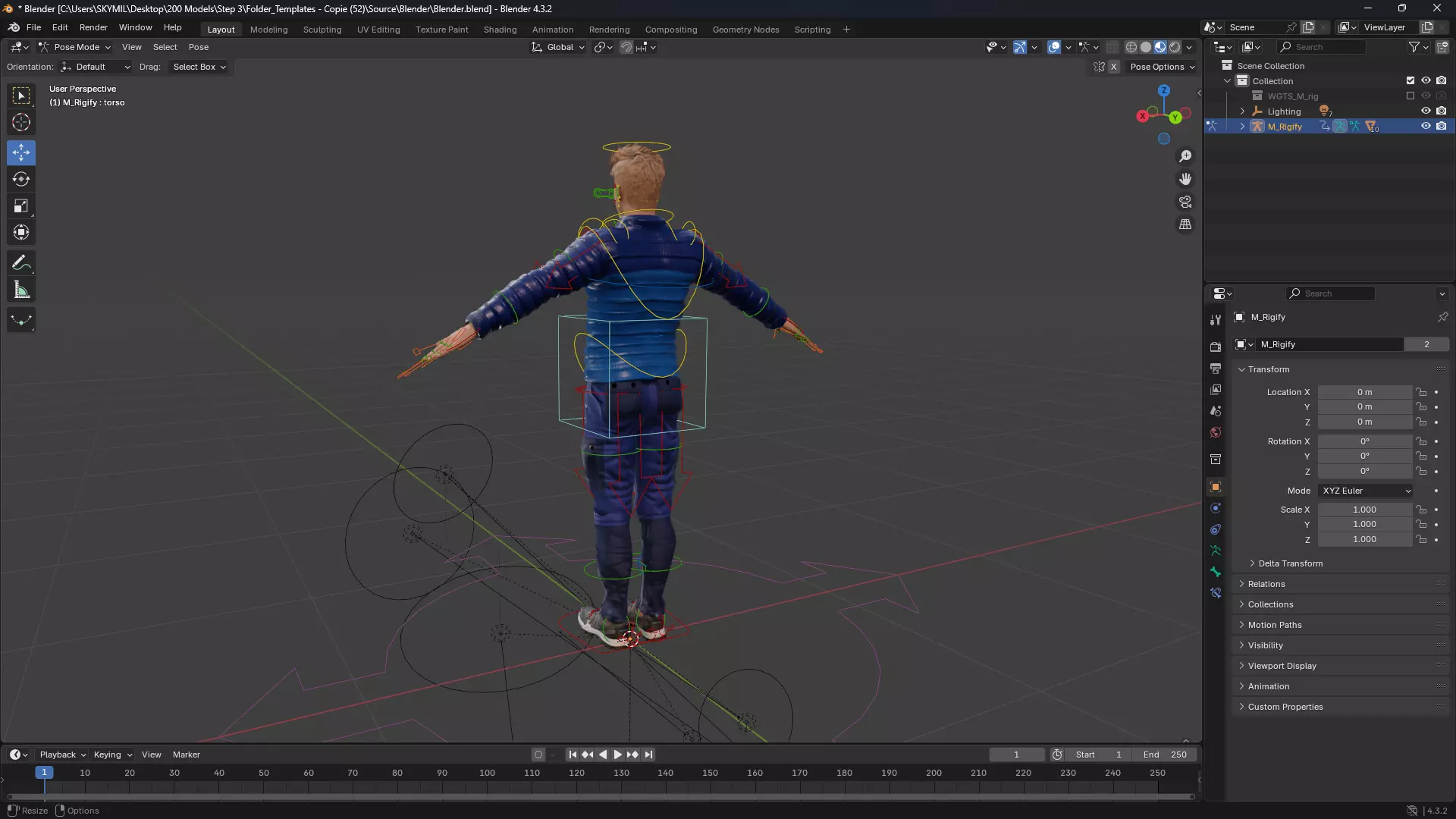 Realistic Blond Man 3D Model with Winter Jacket Rigged Outdoor Low-poly 3D model_15