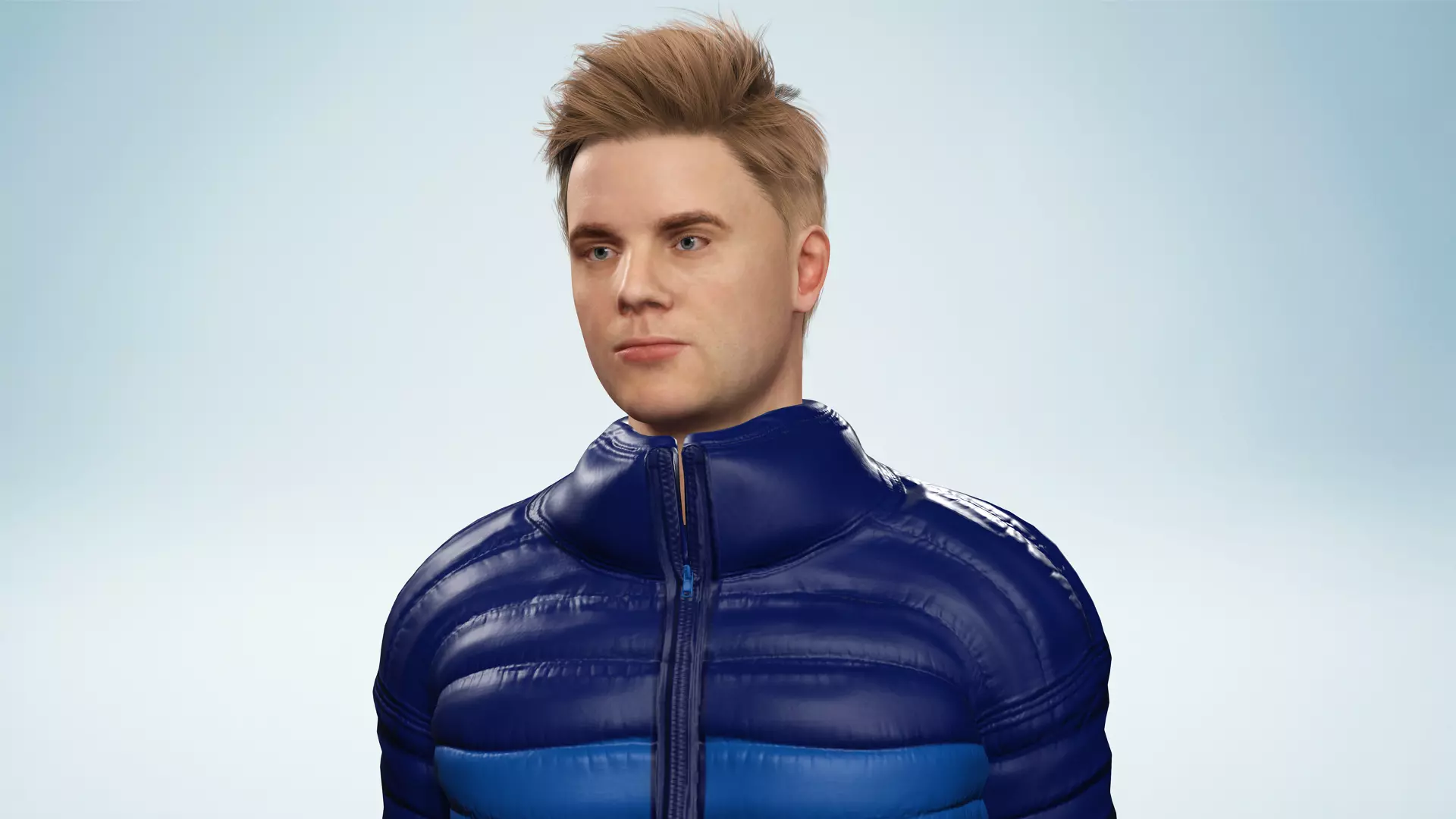 Realistic Blond Man 3D Model with Winter Jacket Rigged Outdoor Low-poly 3D model_11