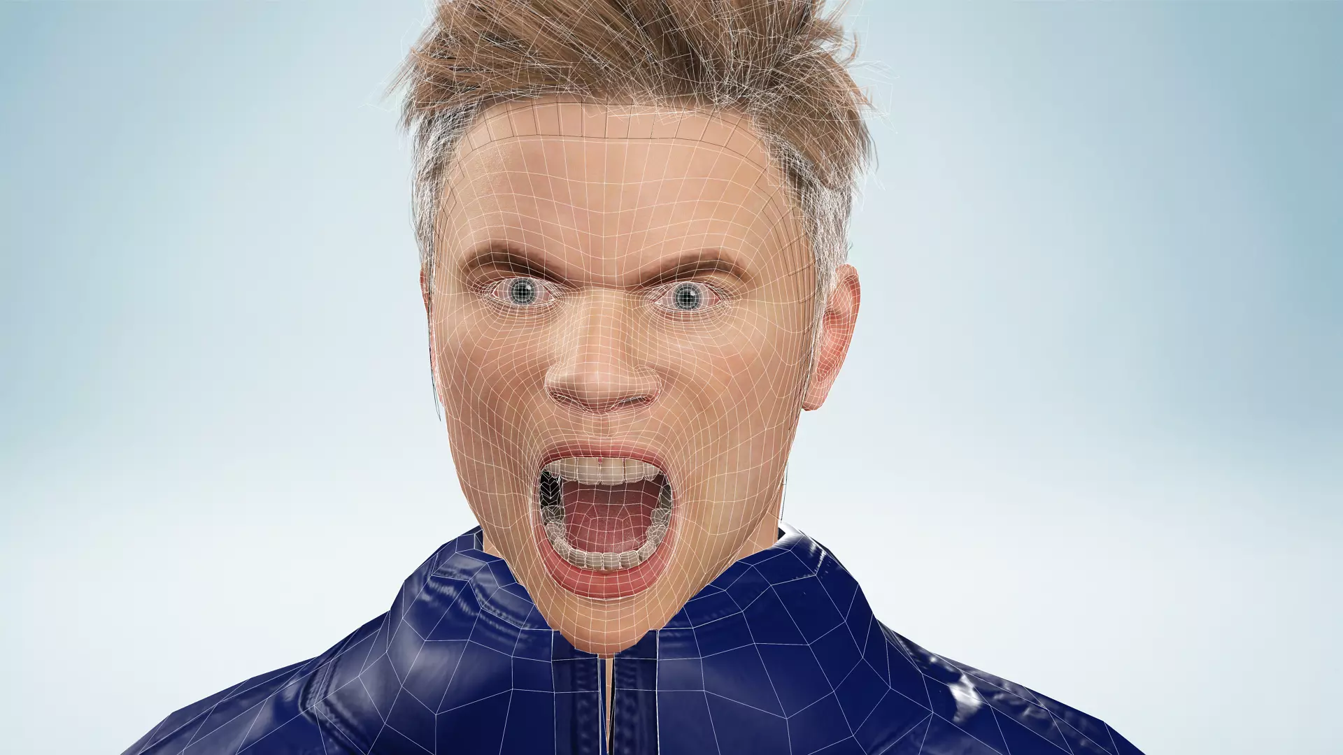 Realistic Blond Man 3D Model with Winter Jacket Rigged Outdoor Low-poly 3D model_27