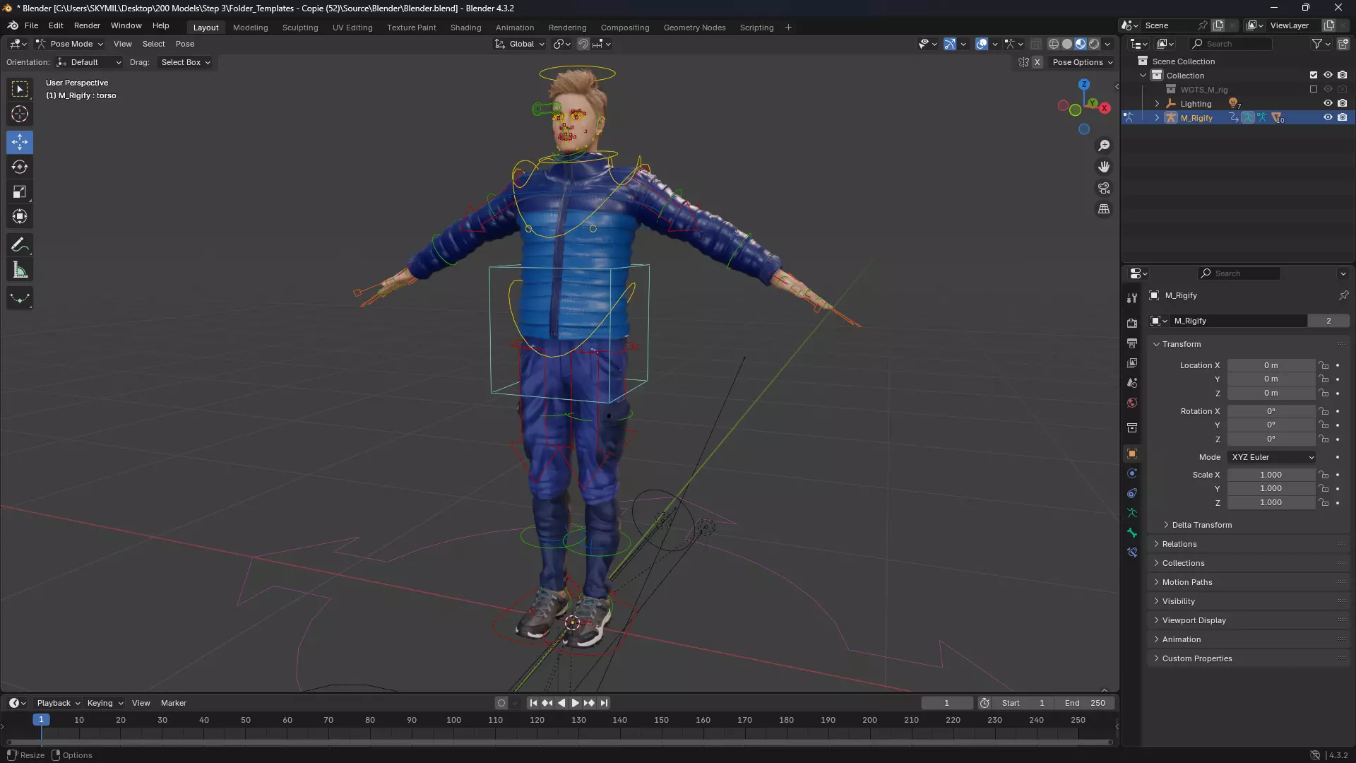 Realistic Blond Man 3D Model with Winter Jacket Rigged Outdoor Low-poly 3D model_14