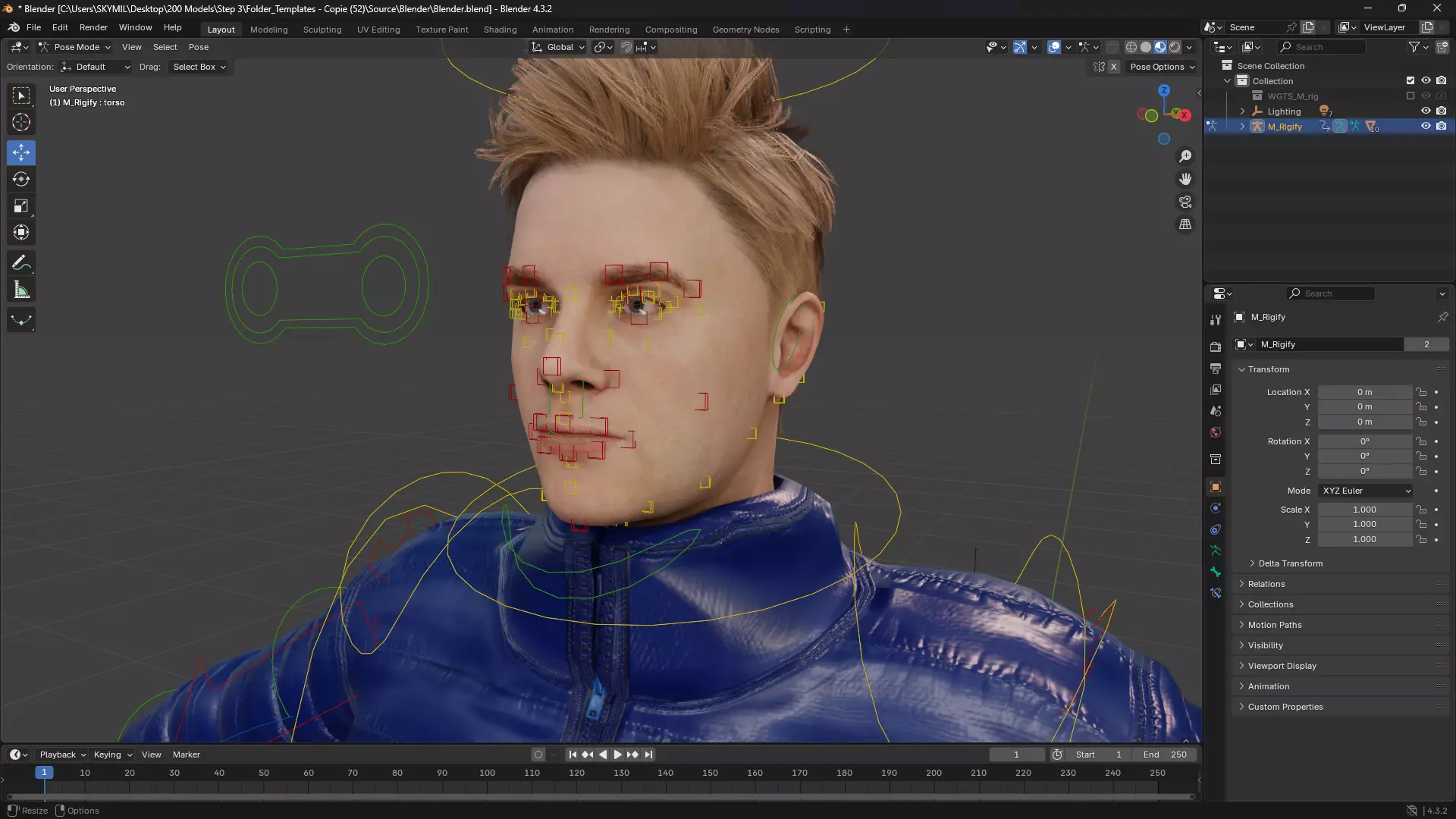 Realistic Blond Man 3D Model with Winter Jacket Rigged Outdoor Low-poly 3D model_13